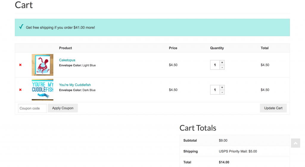 This is your shopping cart! Note the $5 flat rate shipping.